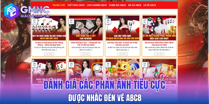 Đánh giá các phản ánh tiêu cực được nhắc đến về ABC8