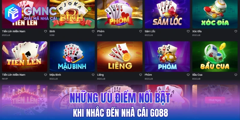 Những ưu điểm nổi bật khi nhắc đến nhà cái GO88